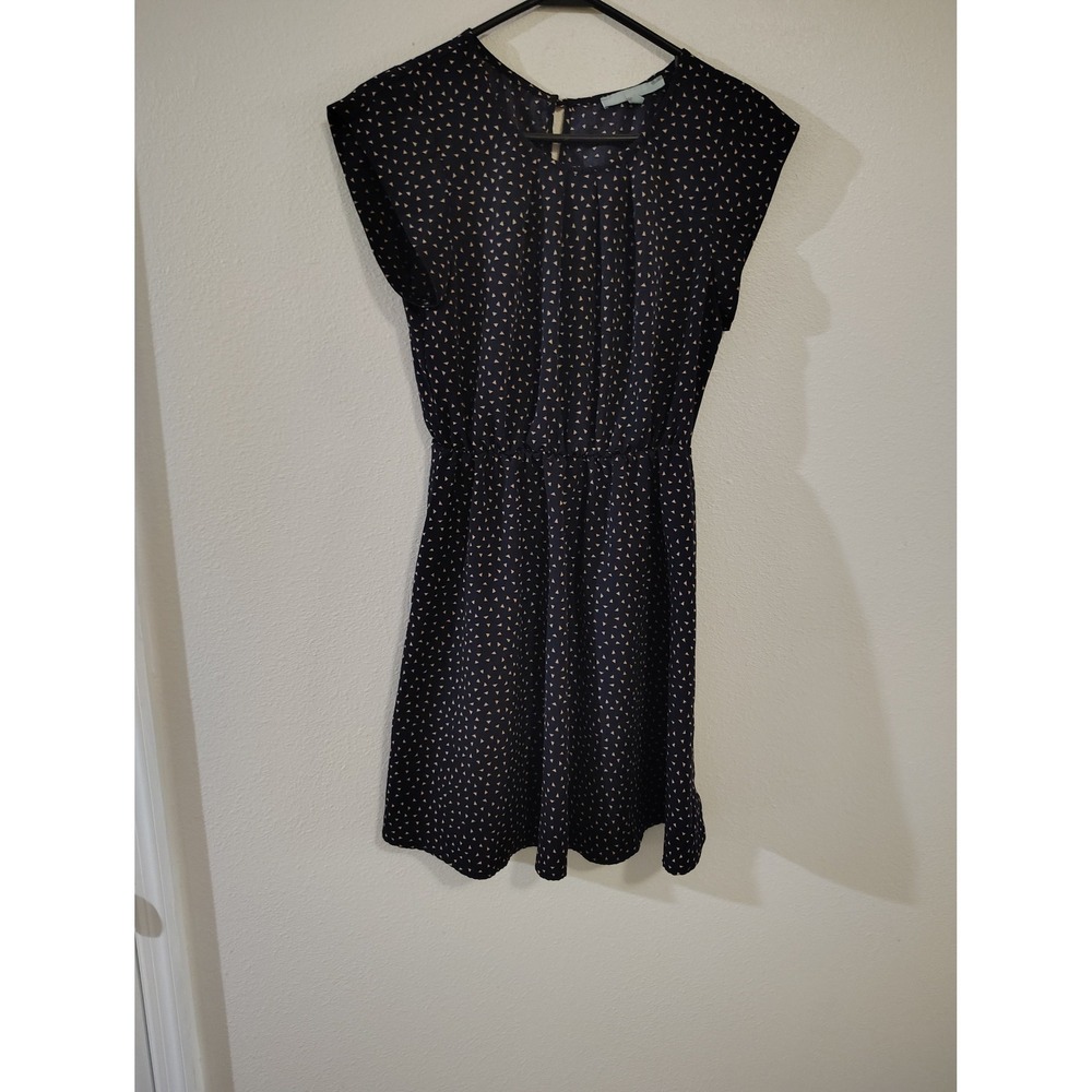 Sweet Rain Navy Blue Triangle Print Cap Sleeve Fit and Flare Dress Small‎